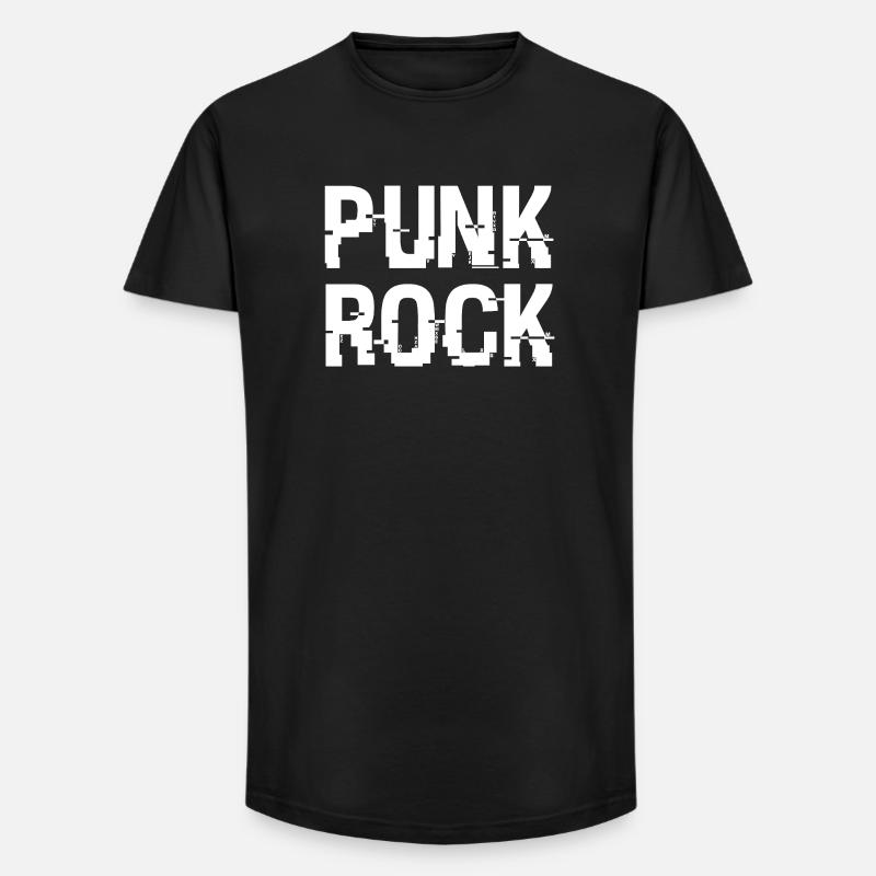 Punkrock Distressed Typografie - Long Fit Männer T-Shirt - Schwarz