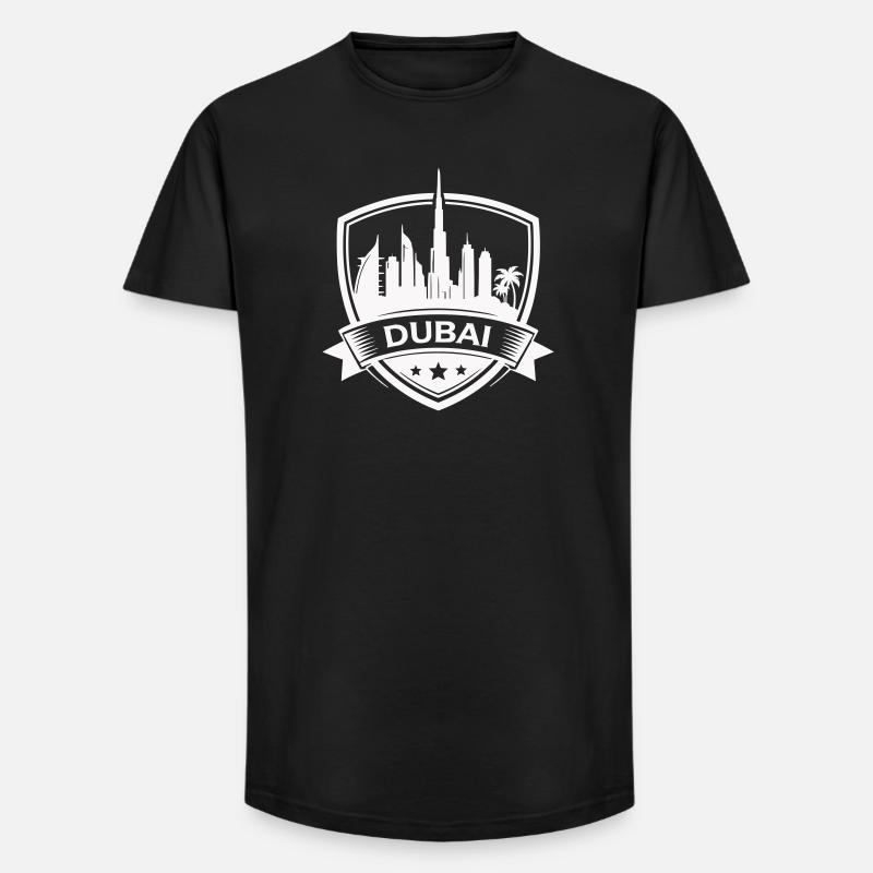 Dubai Skyline Abzeichen Schild - Long Fit Männer T-Shirt - Schwarz