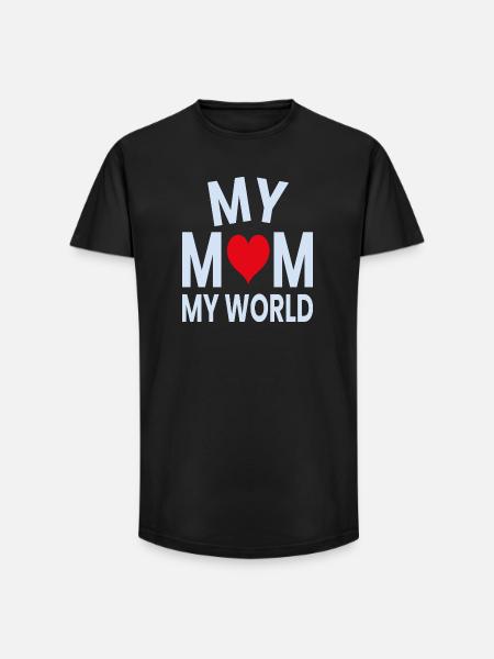 Meine Mama Mein Weltherz - Long Fit Männer T-Shirt - Schwarz