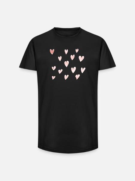 Serduszka - Cœurs - T-shirt coupe longue homme - noir