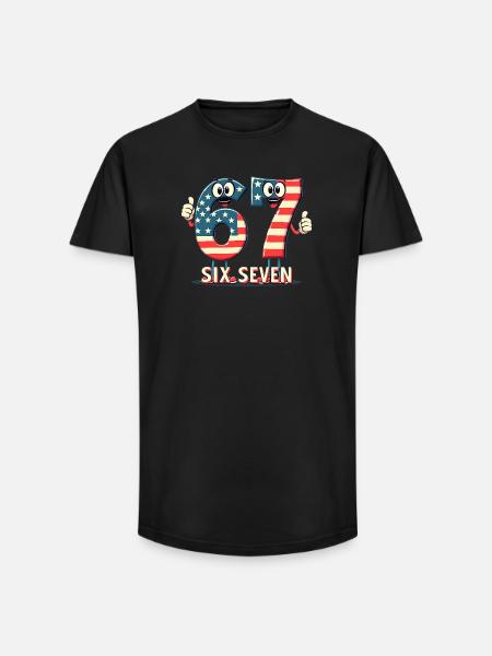 US Flag 67 Memes Six Seven - Long Fit Men's T-Shirt - black
