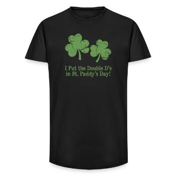 St Patricks Day Humour Double D Shamrocks - Long Fit Men's T-Shirt - black - Front - AI Model Male 185 light (185cm)