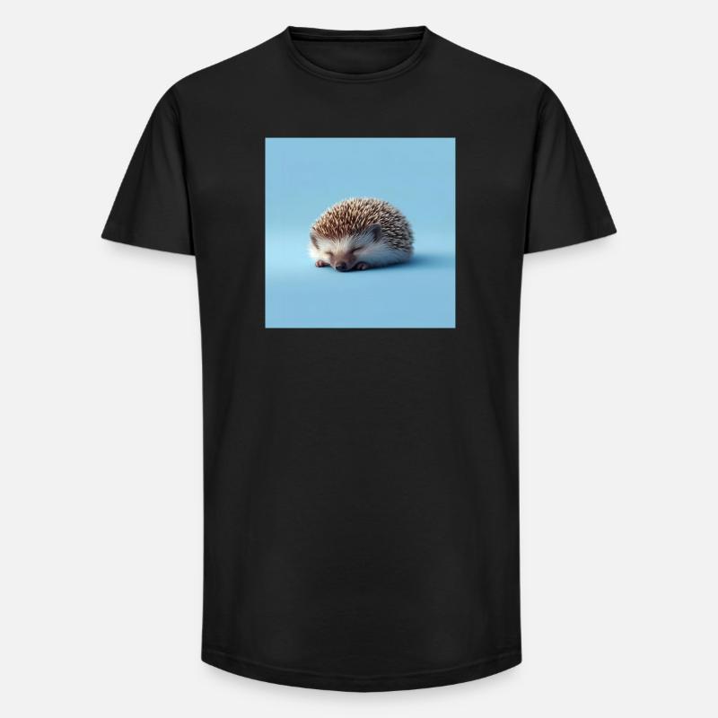 Blauer schlafender Igel - Long Fit Männer T-Shirt - Schwarz