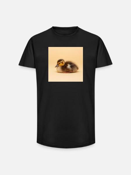 Poussin doré sur fond crème - T-shirt coupe longue homme - noir