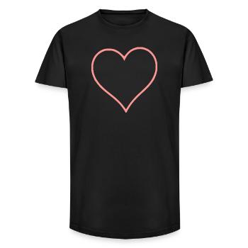Valentines Pink Heart, Valentine's Day - Long Fit Men's T-Shirt - black - Front - AI Model Male 185 light (185cm)