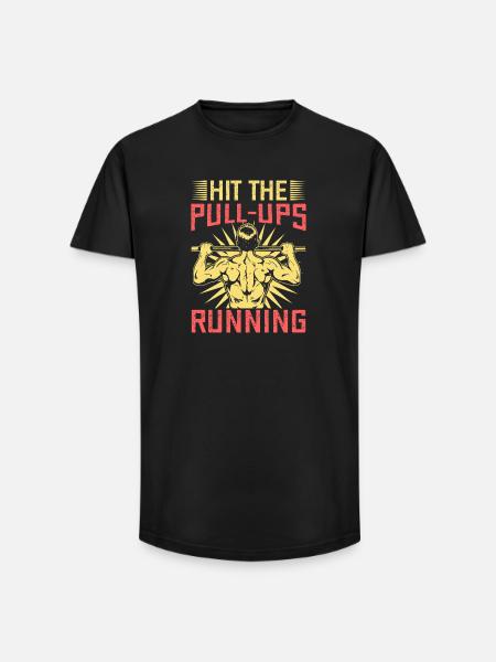 Fitness Fanatics Hit The Pull-Ups Running - Long Fit Men's T-Shirt - black