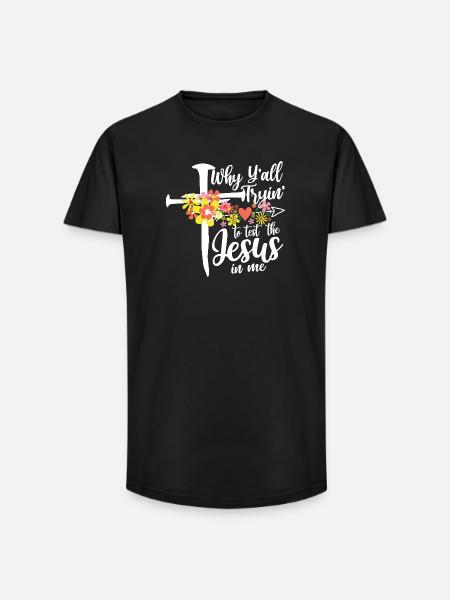 Cross flowers: Jesus in me - Long Fit Men's T-Shirt - black