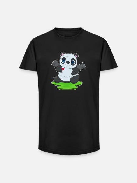 Panda Halloween Bat - T-shirt coupe longue homme - noir