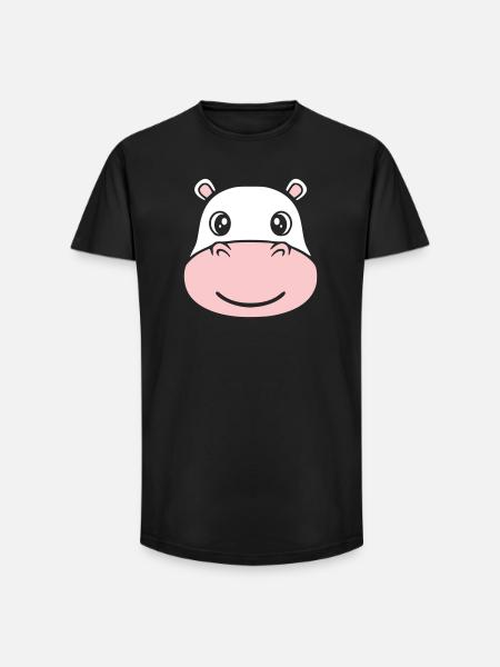 Hippopotamus Head Face Mask Smile - Long Fit Men's T-Shirt - black