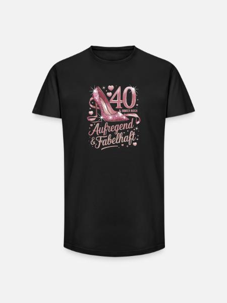 40 & Still Exciting & Fabulous Pink High - Long Fit Men's T-Shirt - black