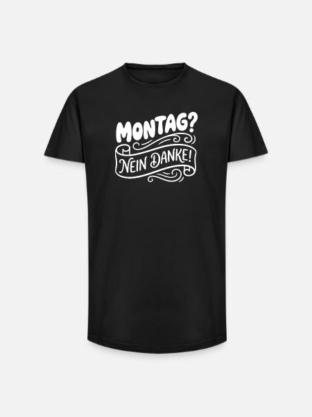 Lundi? Non merci! Lettrage manuel - T-shirt coupe longue homme - noir