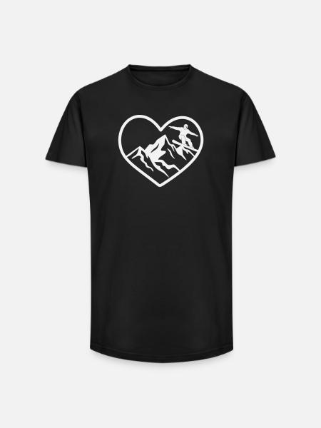 Heart, mountains and snowboarders - Long Fit Men's T-Shirt - black