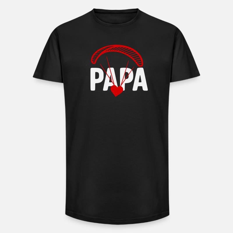 Papa Gleitschirm mit Herz - Long Fit Männer T-Shirt - Schwarz