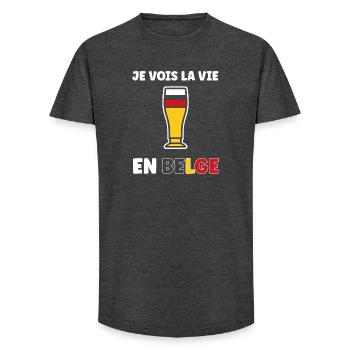 Belgisches Life Stilisiertes Bierglas - Long Fit Männer T-Shirt - Anthrazit - Vorne - AI Model Male 185 light (185cm)