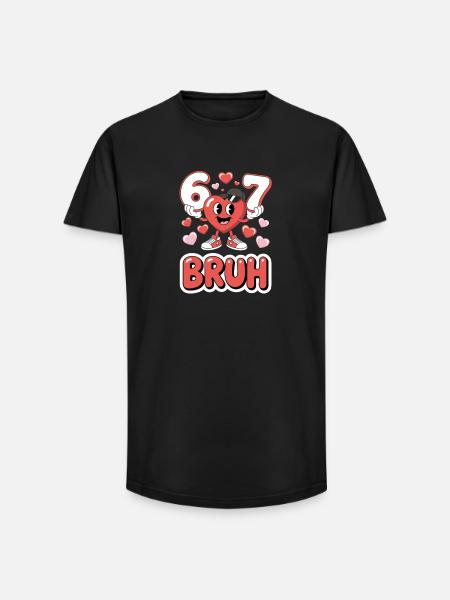 Sjov 67 Bruh Meme Valentinsdag Hjerte for Drenge - Long fit herre T-shirt - sort