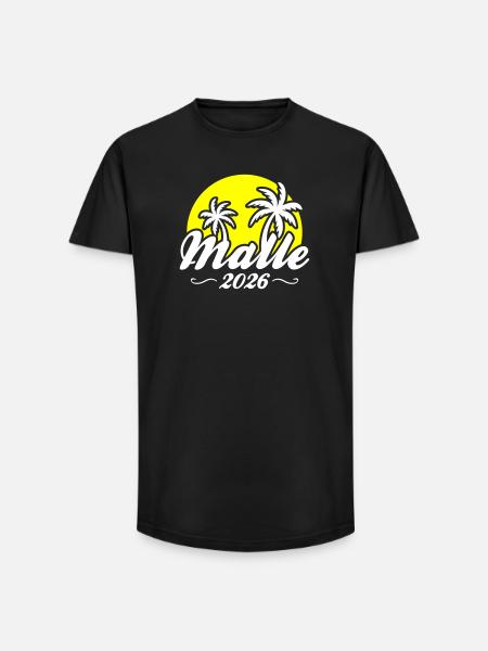 Malle 2026 Palm Trees Beach - Long Fit Men's T-Shirt - black
