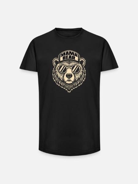 Mama Bear Logo with Sunglasses - Long Fit Men's T-Shirt - black