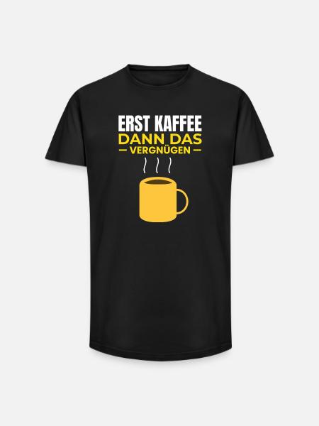 First coffee, then pleasure - Long Fit Men's T-Shirt - black