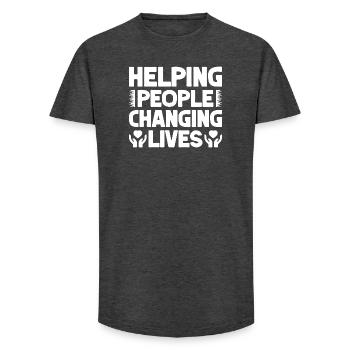 Social Worker Quote Helping People Changing Lives - Long Fit Men's T-Shirt - charcoal grey - Front - AI Model Male 185 light (185cm)