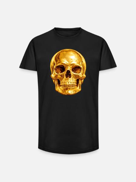 Golden Skull Luxury Gothic - Long Fit Men's T-Shirt - black