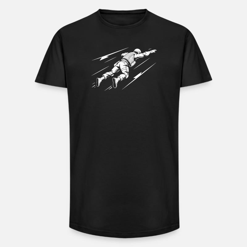 Astronaute en vol dans l'espace - T-shirt coupe longue homme - noir