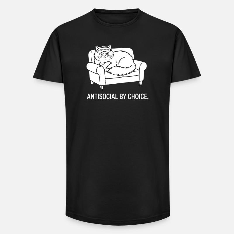 Antisocial by Choice Katze Geschenk - Long Fit Männer T-Shirt - Schwarz