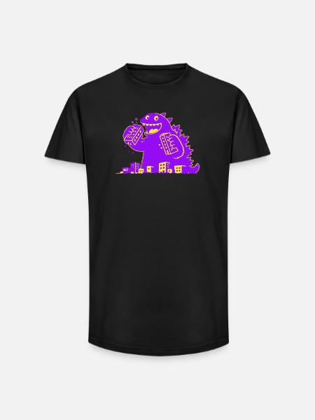 Monster frisst Stadt - Long Fit Männer T-Shirt - Schwarz