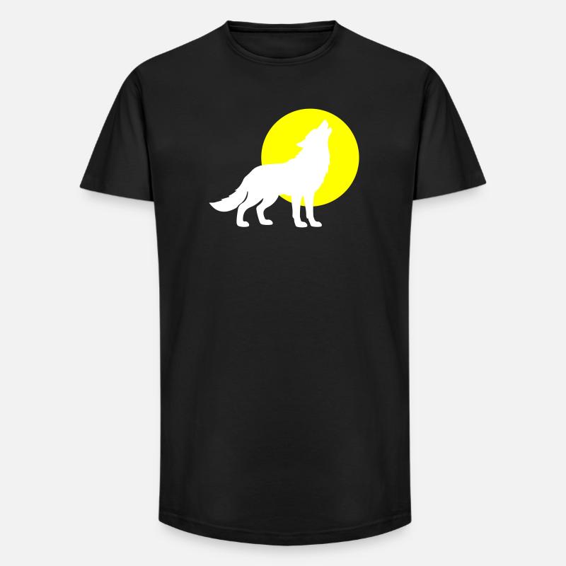 Wolf Silhouette - Long Fit Männer T-Shirt - Schwarz
