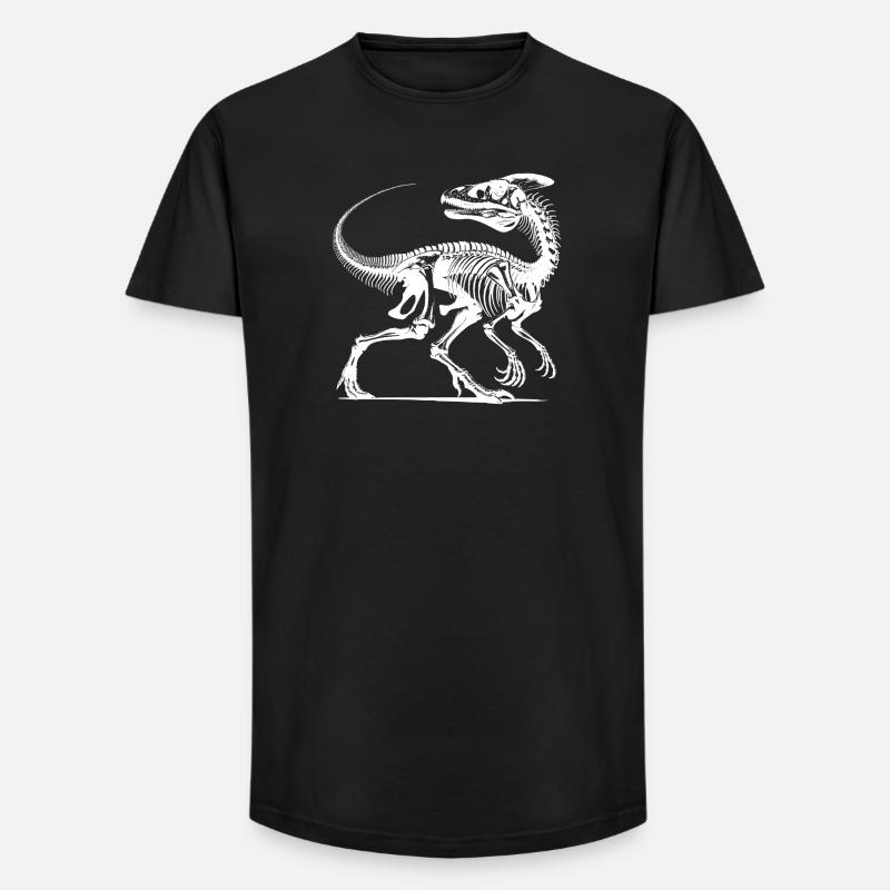 Dinosaur Raptor with Backbone Bones - Long Fit Men's T-Shirt - black