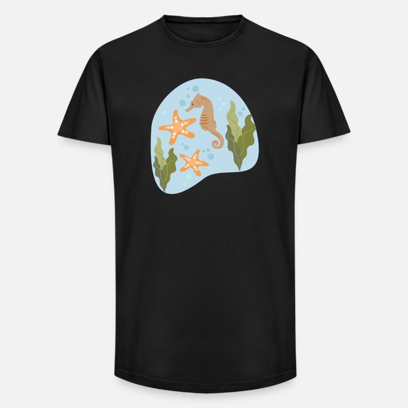 Seepferdchen - Long Fit Männer T-Shirt - Schwarz