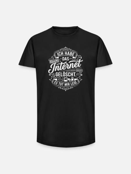 Internet Deleted Motif Typography - Long Fit Men's T-Shirt - black