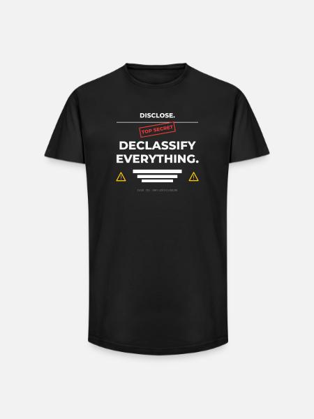 DISCLOSE. Declassify Everything – UAP - Long Fit Men's T-Shirt - black