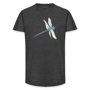 Teal Dragonfly Illustration - Long Fit Men's T-Shirt - charcoal grey - Front - AI Model Male 185 light (185cm)