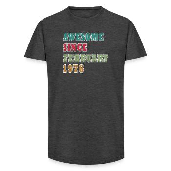Anniversaire février 1976 Année Édition limitée - T-shirt coupe longue homme - charbon - Devant - AI Model Male 185 light (185cm)