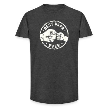 Best Papa Ever Fist Bump Dad Design - Long Fit Men's T-Shirt - charcoal grey - Front - AI Model Male 185 light (185cm)