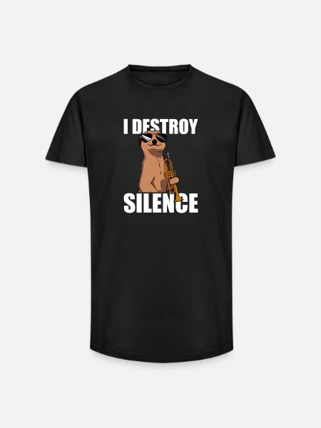 I destroy silence trumpet player - Long Fit Men's T-Shirt - black