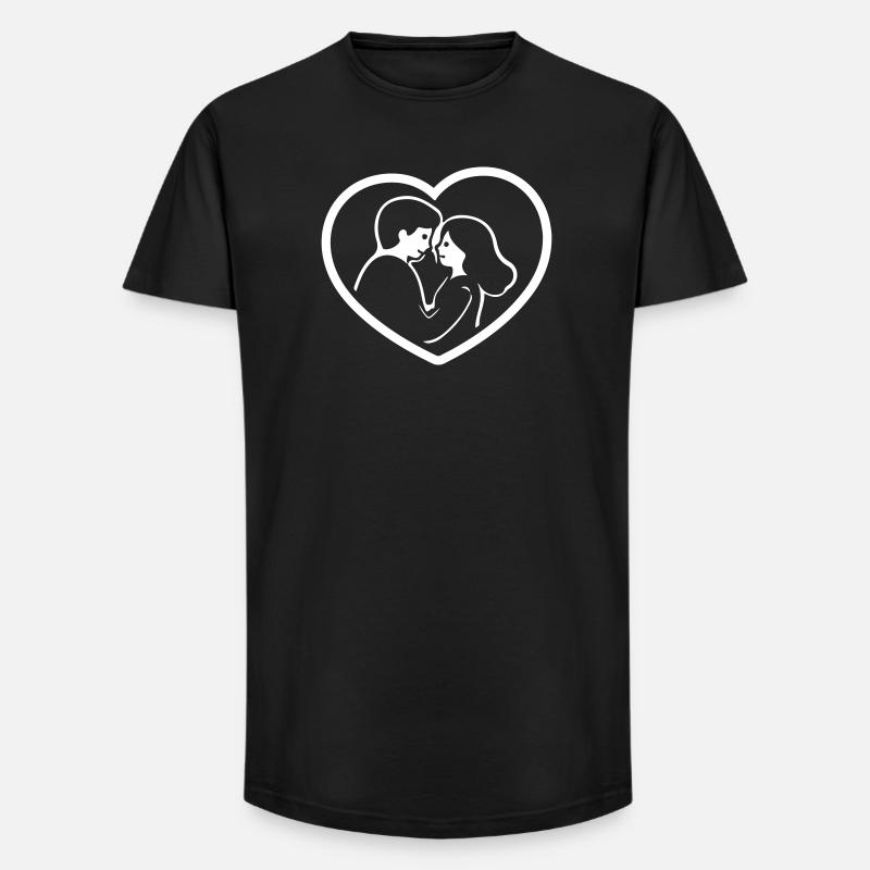 Paar Herz Beziehung - Long Fit Männer T-Shirt - Schwarz