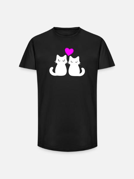 Katzen Verliebt Paar - Long Fit Men's T-Shirt - black