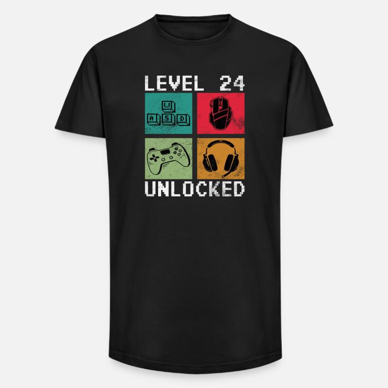 Level 24 Unlocked - Long Fit Men's T-Shirt - black