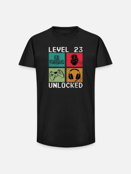 Level 23 Reached Gamer - Long Fit Men's T-Shirt - black