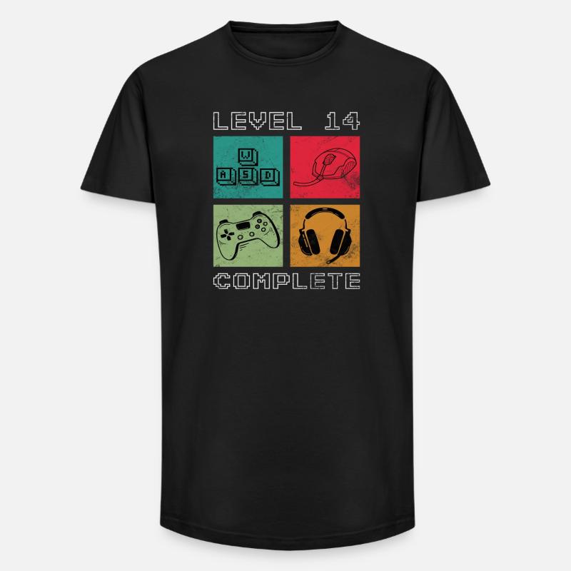 Level 14 abgeschlossen - Long Fit Männer T-Shirt - Schwarz