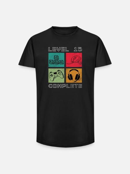 Level 15 complete - Long Fit Men's T-Shirt - black