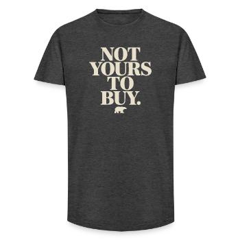 Not Yours To Buy - Greenland Protest text - Long Fit Men's T-Shirt - charcoal grey - Front - AI Model Male 185 light (185cm)