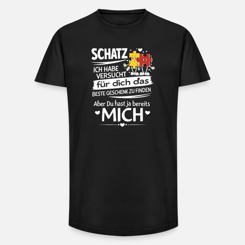 Schatz Geschenk Spruch Puzzleherz - Long Fit Männer T-Shirt - Schwarz