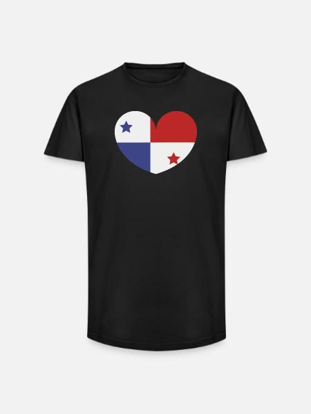 Panama heart flag - Long Fit Men's T-Shirt - black