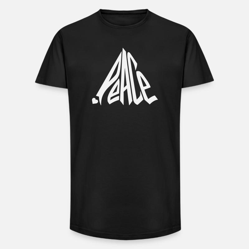 Peace Graffiti Heart Lettering - Long Fit Men's T-Shirt - black