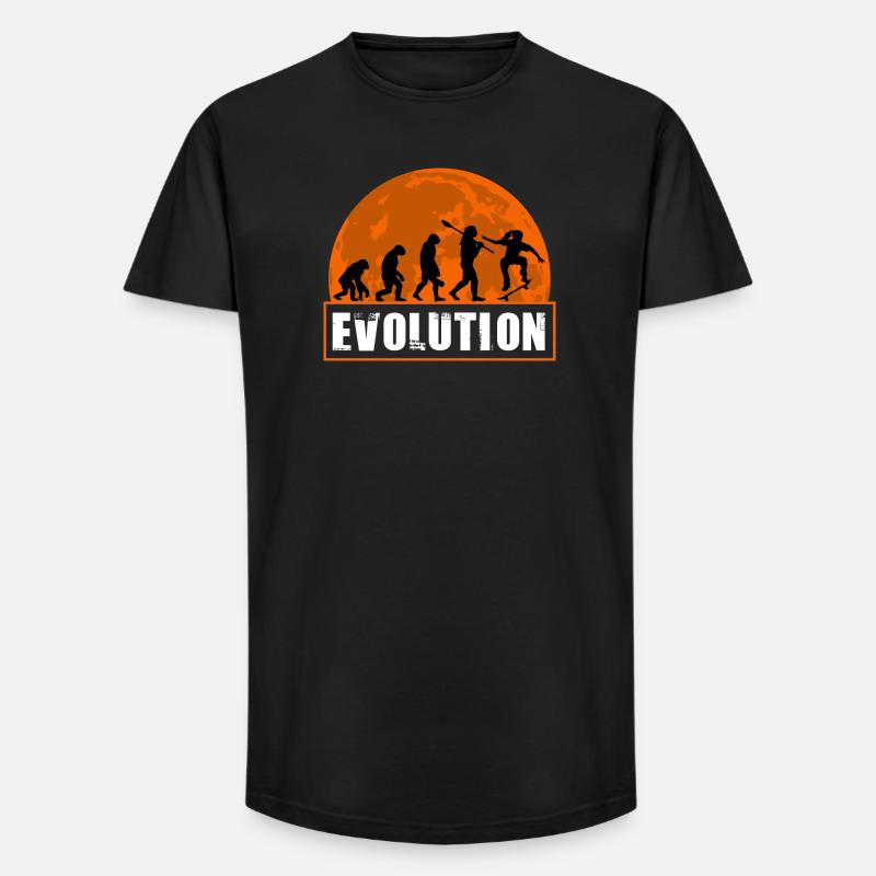 Skateboard Evolution Retro Sunset Skater - Long Fit Männer T-Shirt - Schwarz