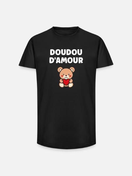 Doudou d'Amour Teddy Coeur Rouge - T-shirt coupe longue homme - noir
