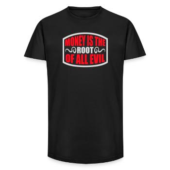 L’argent racine Capitalisme maléfique Cupidité Riches financiers - T-shirt coupe longue homme - noir - Devant - AI Model Male 185 light (185cm)