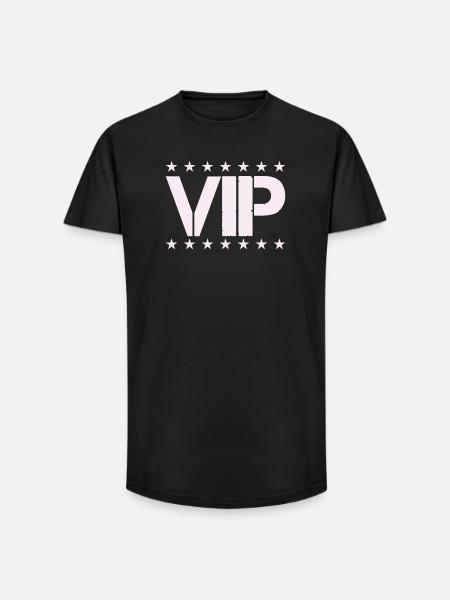 VIP Star Statement in Pastel Pink - Long Fit Men's T-Shirt - black